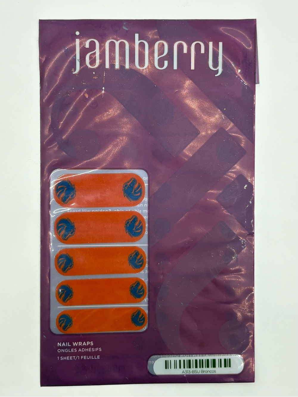 Jamberry Boise State Broncos Nail Wraps - Orange & Blue